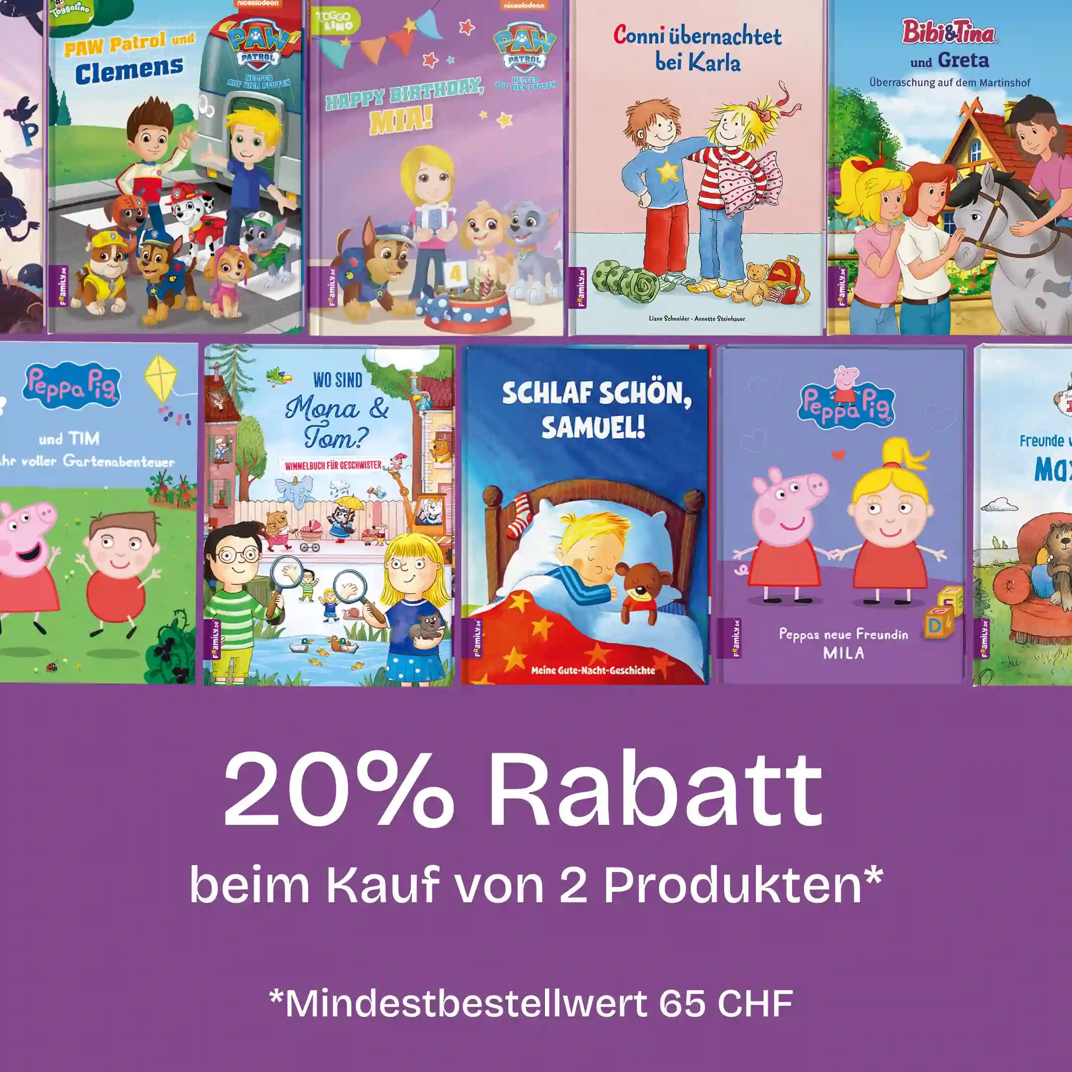 20% Rabatt beim Kauf von 2 Produkten mit Mindestbestellwert 65 CHF
