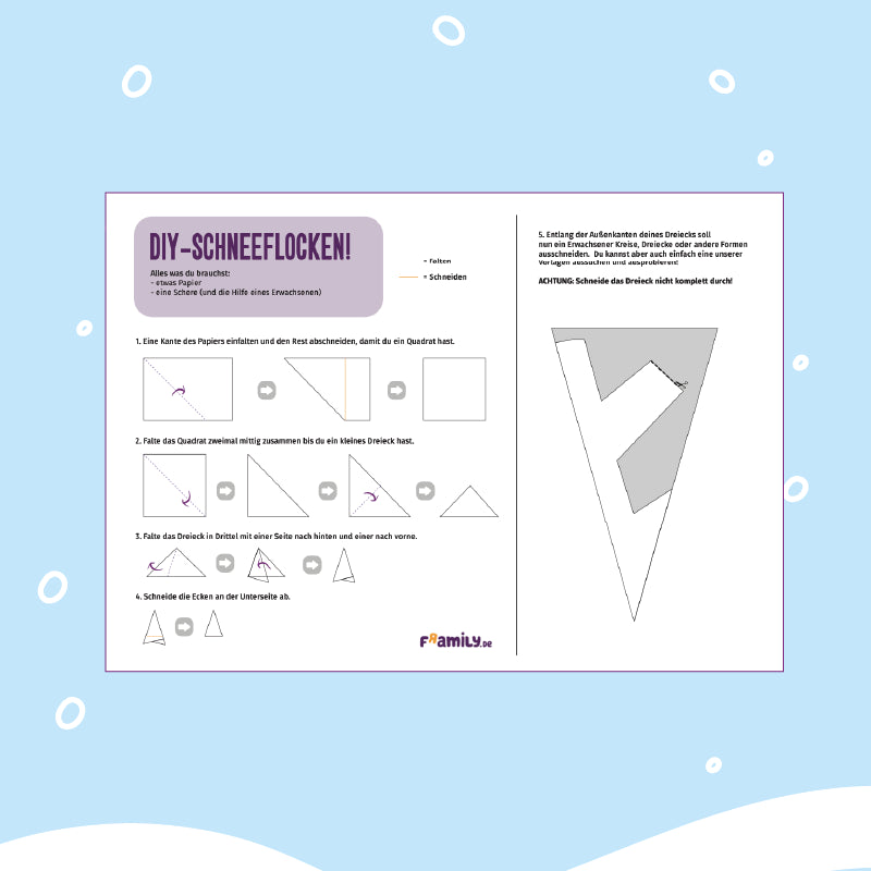 Bastelvorlage zum kostenlosen Download: DIY Schneeflocke mit Faltanleitung