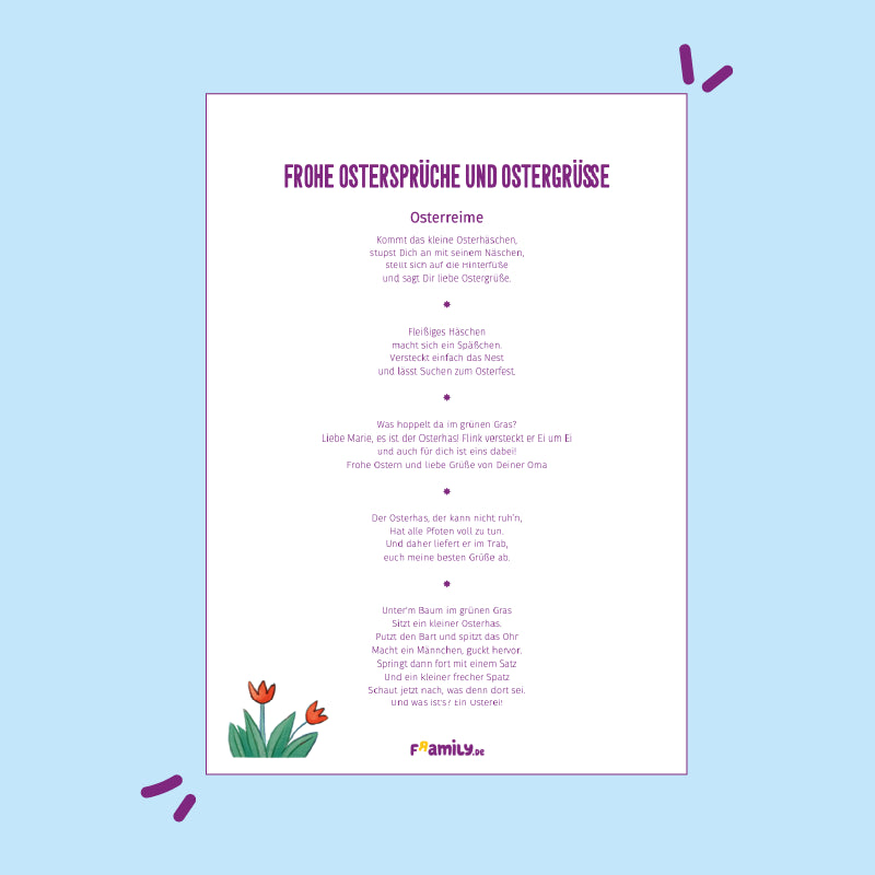 Frohe Ostersprüche und Ostergrüße als kostenloser Download mit verschiedenen Osterreimen