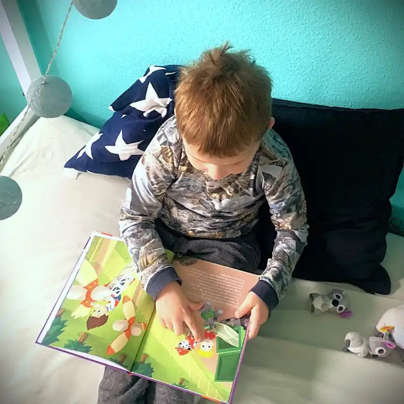 Junge schaut sich ein Paw-Patrol Buch an