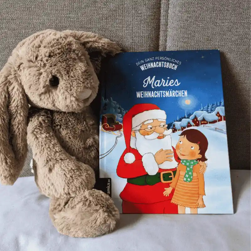 Kuscheltierhase mit einem personalisierten Weihnachtsmärchen