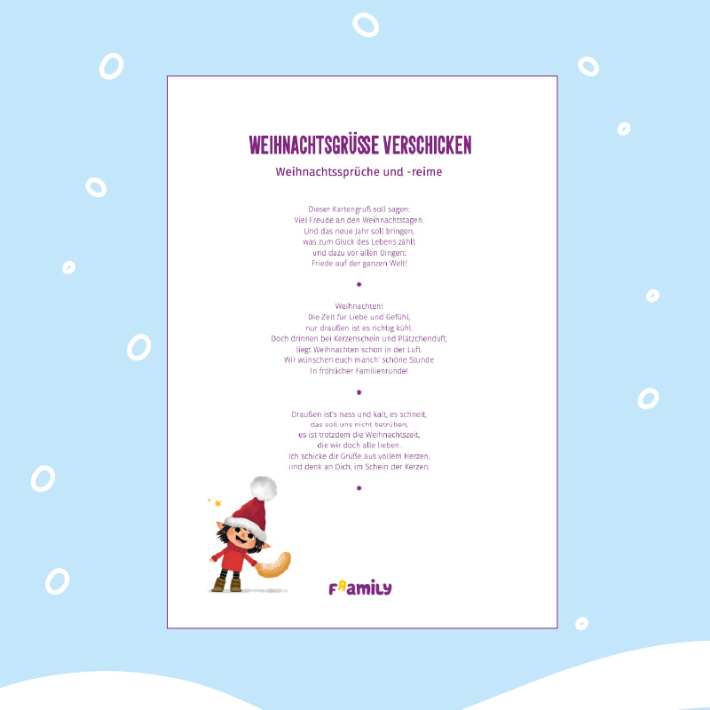 Die schönsten Weihnachtsgrüße als kostenloser Download mit verschiedenen liebevollen Weihnachtssprüchen und -reimen