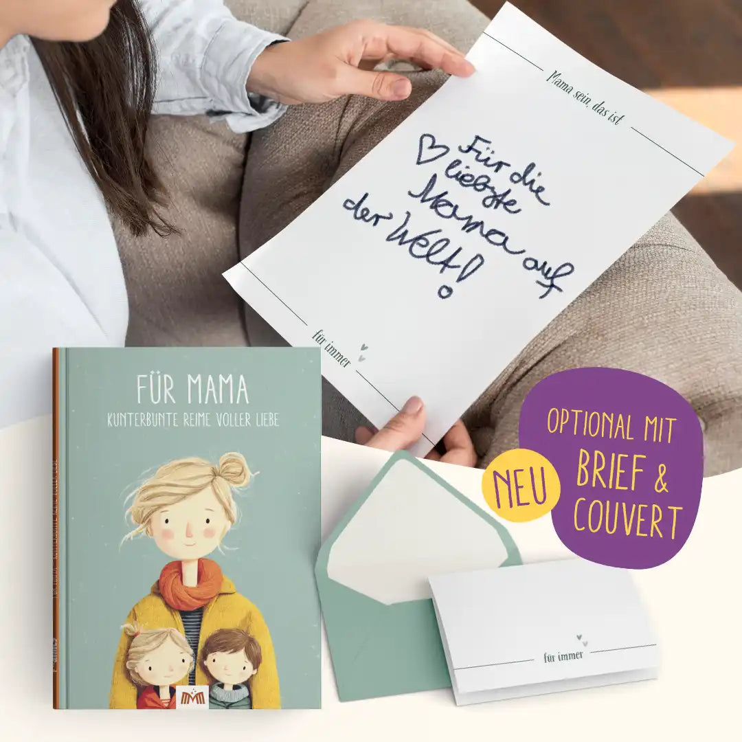 Brief und Cuvert Framily - Ein Buch für Mama mit handgeschriebenem Brief und Briefumschlag