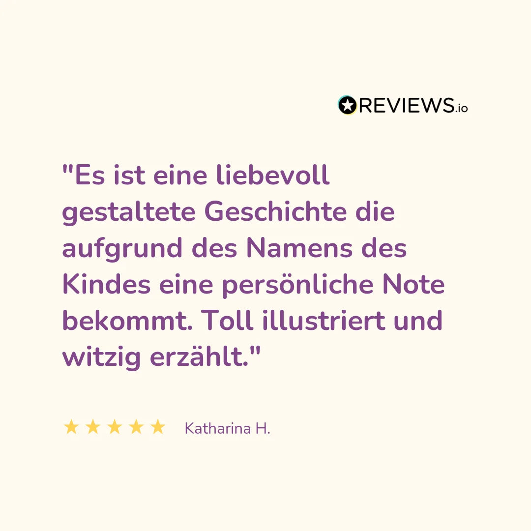 Produktbewertung: "Es ist eine liebevoll gestaltete Geschichte die aufgrund des Namens des Kindes eine persönliche Note bekommt. Toll illustriert und witzig erzählt."