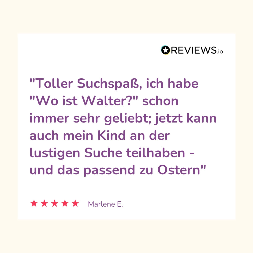 Produktbewertung: "Toller Suchspass, ich habe "Wo ist Walter?" schon immer sehr geliebt; jetzt kann auch mein kind an der lustigen Suche teilhaben- und das passend zu Ostern"