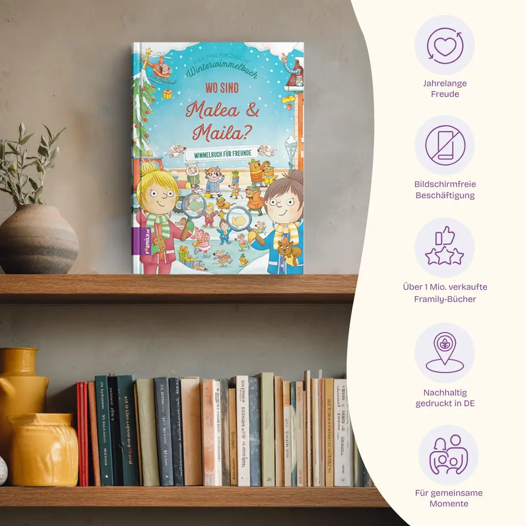 Vorteile: Jahrelange Freude, Bildschirmfreie Beschäftigung, Über 1 Mio. verkaufte Framily-Bücher, Nachhaltig gedruckt in DE, Für gemeinsame Momente